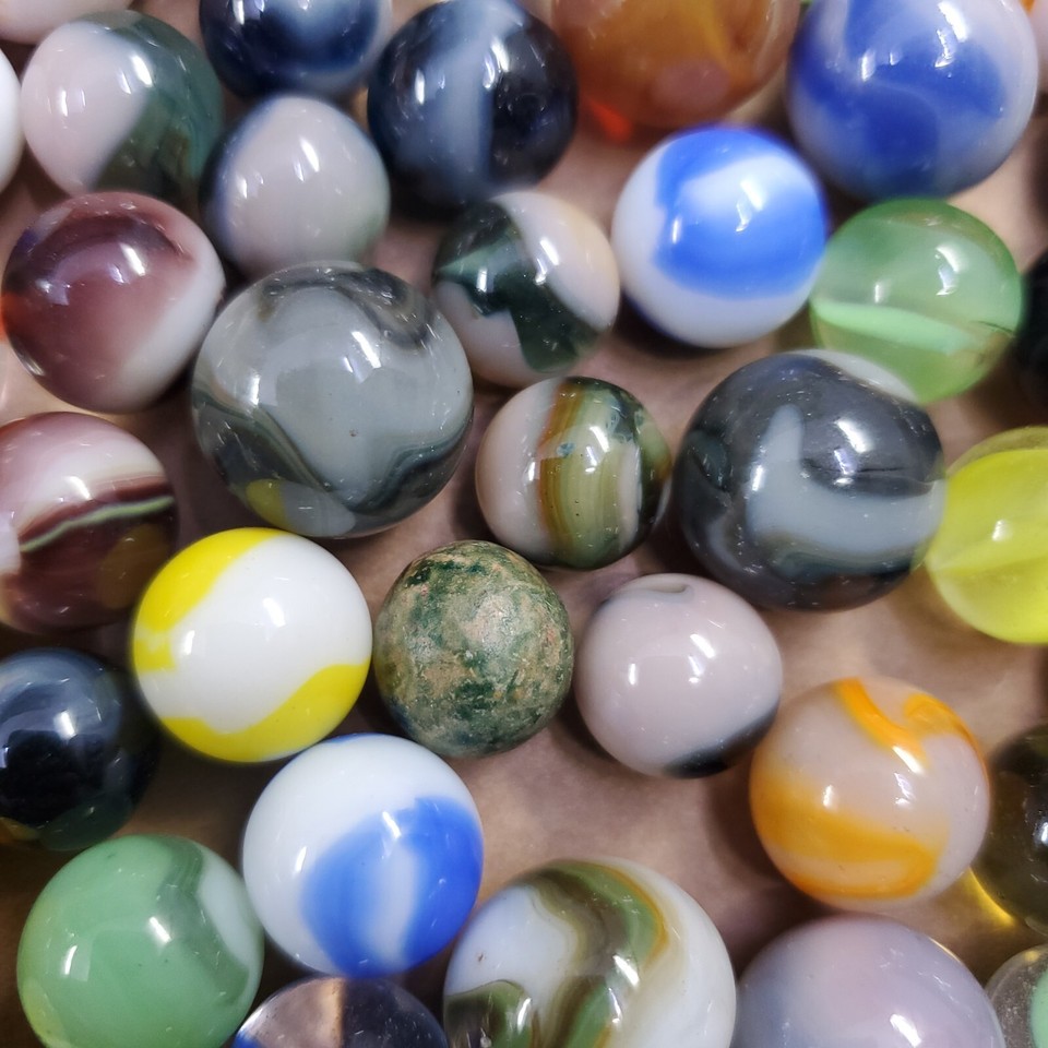 Large Vintage Estate Marbles Marble Lot Various Sizes, Styles, and
