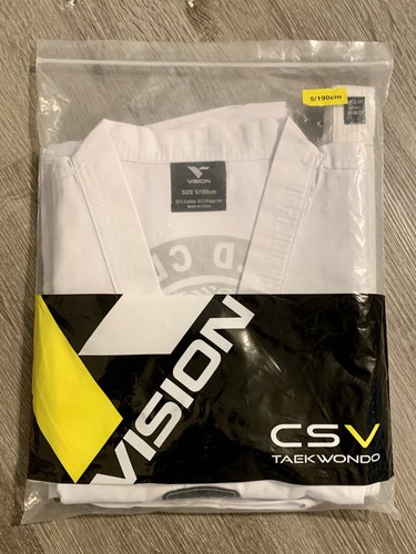 Vision Taekwondo Martial Arts CSV Uniform Size 5-190cm Printed Logo Costume NEW! - Picture 1 of 9