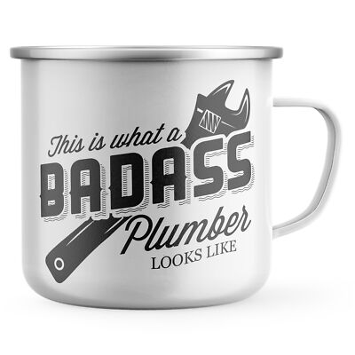 So sieht ein knallharter Klempner aus Emaille Tasse lustige Geburtstagsgeschenke für...