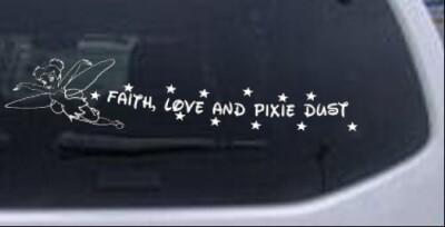 Faith Love And Pixie Dust Tinkerbell Left Car Truck Window Decal Sticker 12X2.7