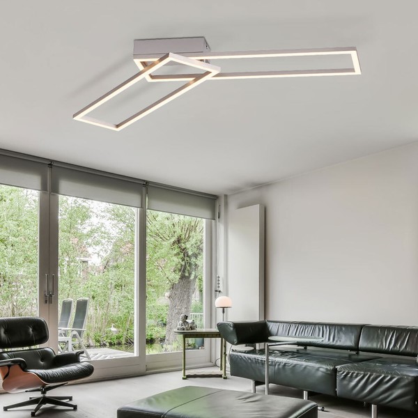 Deckenleuchte Schlafzimmerlampe Led Deckenlampe Dimmbar Rahmen Schwenkbar Silber-image