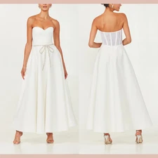 EUC $595 HELSI [ XS ] Sweetheart Emellished Bow Ball Gown in Off White #J2049