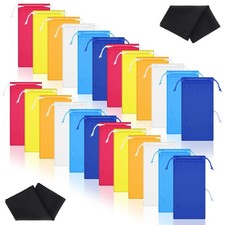 100 Pcs Microfiber Pouch Case Bulk Microfiber Soft Sunglasses Pouch with 2 Ey...
