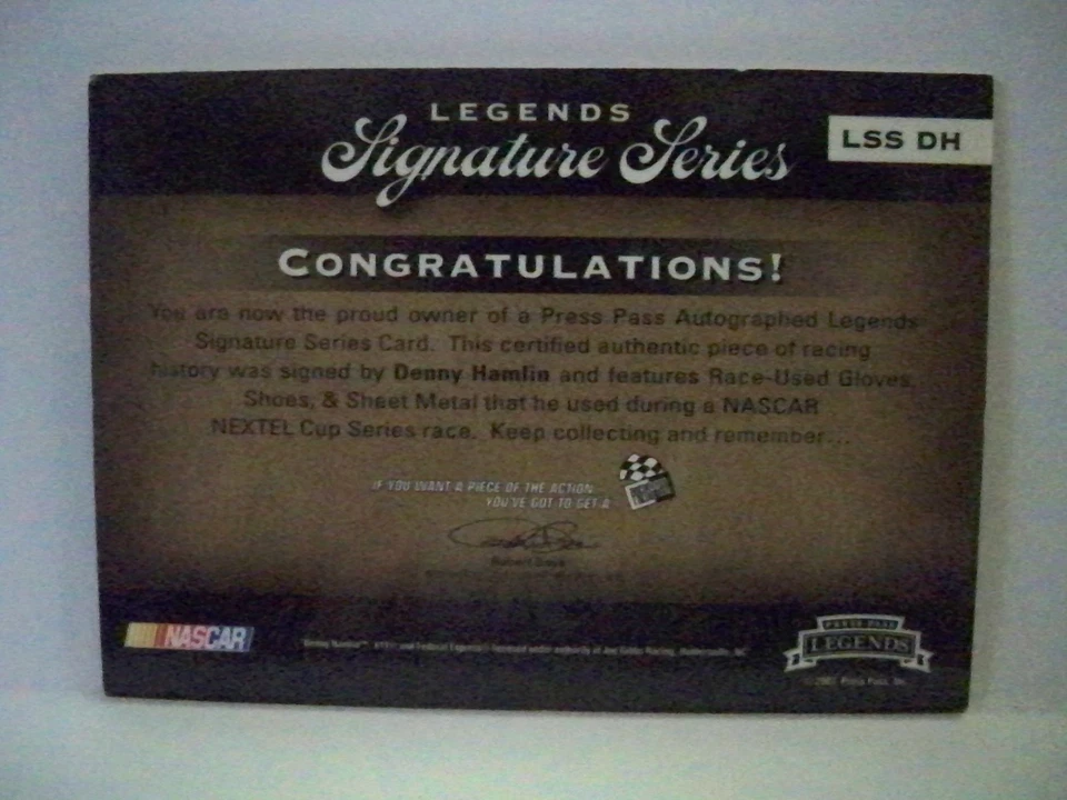 Denny Hamlin 2007 Press Pass Legends Signature Series - Image 2 of 2