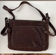 Jack Georges Voyager Mini City Leather Crossbody Bag Brown Natural Patina
