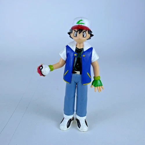 Vintage Ash Ketchum Pokemon Trainer Figure 4.75" TOMY 1998 Pokemon Game Freak