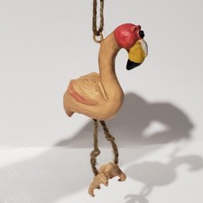 Hand Painted Flamingo Wood Ornament 5 Inches Tall