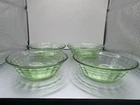 Green Depression Uranium Glass Berry Dessert Bowl 1.5” Set Of 4