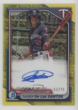2024 Bowman Chrome Yellow Refractor 62/75 Daiber De Los Santos #BMA-DD Auto na4