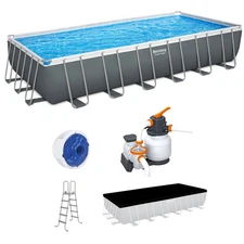 Bestway Power Steel 24' x 12' x 52" Rectangular Above Ground Swimming Pool Set