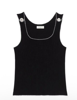 SANDRO Paris Arsene button-embellished ribbed-knit tank size 3