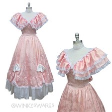 Gunne Sax Vintage 80s Pink Princess Dress Size S M 11 Lace Southern Belle