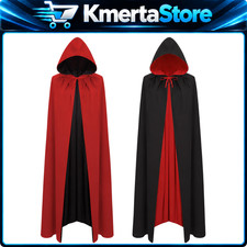 XLarge Reversible Vampire Hooded Cloak Witch Cape Robe Halloween Costume 67