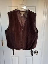 Vintage Marsh Landing Mens Sz LG Brown 100 Leather Vest Boho Steampunk 80s 90s
