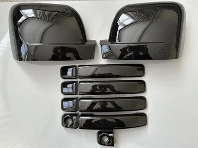 GLOSS BLACK WING MIRROR 4 DOOR HANDLE COVERS RENAULT TRAFIC 2014-2020 X82 VAN - Image 1 of 4