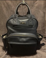 Jujube Million Pockets Deluxe Black Vegan Leather Baby Bag Backpack Diaper Bag