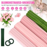 Pfeifenreiniger Blumen Set 400 StüCk BastelzubehöR Mit 4 Farben Und Anleitung