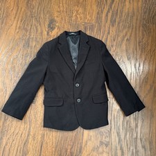 7 R Calvin Klein Boys Suit Jacket Sport Coat Blazer Black 2 btn