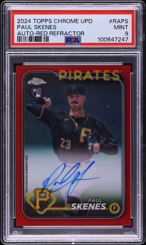 2024 Topps Chrome Update Paul Skenes RC Auto Red Refractor /5 PSA 9 POP 1