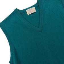 VTG Lord Jeff Sweater Vest Mens L Teal 100 Virgin Lambswool Made USA V Neck