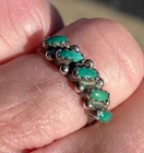 Vintage Zuni Needle Ring Size 7 Green Turquoise Silver Early 1900s No Hallmarks