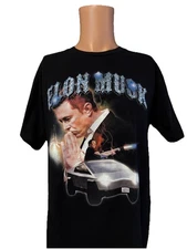 Official Bootleg Elon Musk Black Rap T-Shirt Tesla Cybertruck Inventer Size L