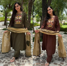 Designer Women Ethnic Kurti Pant Dupatta Set Indian Wedding Wear Salwar Kameez