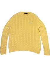 Polo Ralph Lauren Yellow Cable Knit Sweater Crewneck Pony Logo Vintage 90s Y2k