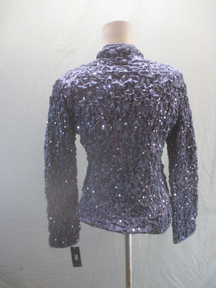 NWT JBS Size M Womens Gray Sparkly Beaded Long Sleeve Full Zip Jacket 549 - Image 4 of 4