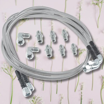 SS Braided Transmission Cooler Hose lines Fittings TH350 700R4 TH400 52'' Length