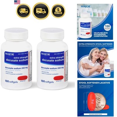Docusate Sodium 250 mg, Extra Strength Stool Softener Laxative for Occasional...