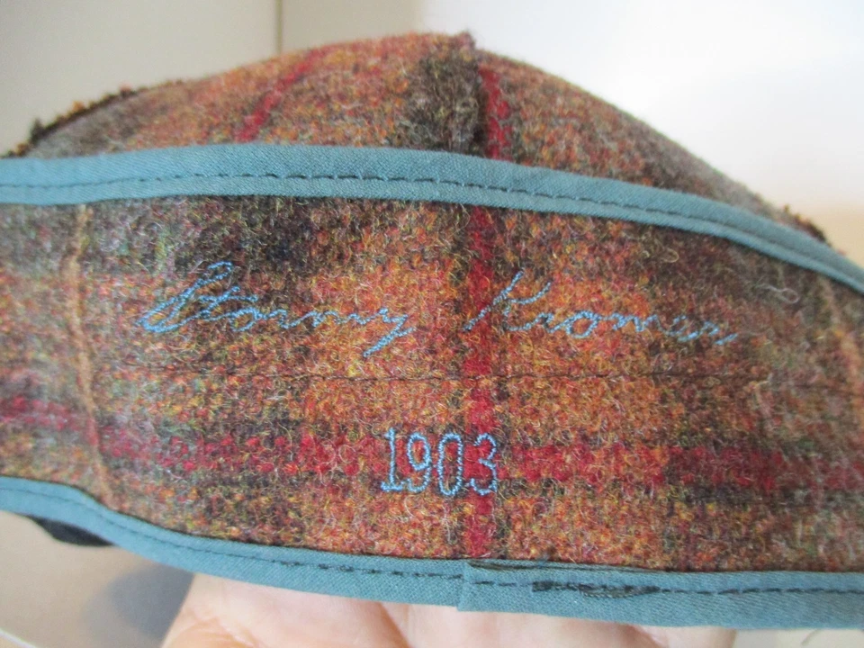 VTG Stormy Kromer Classic Cap 7 1/8 Partridge Plaid Six Panel Wool 1903 Flannel - Image 4 of 4