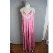 Vintage Diane Von Furstenberg Pink Satin Lace Nightgown Lingerie Sleepwear Women