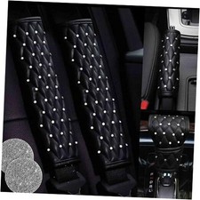 4PCS Black Leather Bling Car Seatbelt Strap Covers for Women B-Crystal 4.2