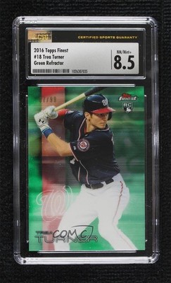 2016 Topps Finest Green Refractor /99 Trea Turner #18 CSG 8.5 Rookie RC 1fp4