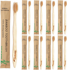 100 Pack Bamboo Toothbrushes for Adults, Biodegradable Soft Bristles Toothbrushe
