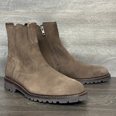 Allen Edmonds Men's Discovery Moto Boots Sz 10 Suede Side Zip Brown 4929