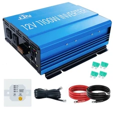 JJN Power Inverter 1100 Watt Modified Sine Wave Inverter 12V DC to 110V AC Co...