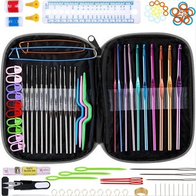 100 Teiliges Häkelnadeln Set 0,6 mm 6 mm Häkelnadel Häkelset Etui Häkeln Retoo