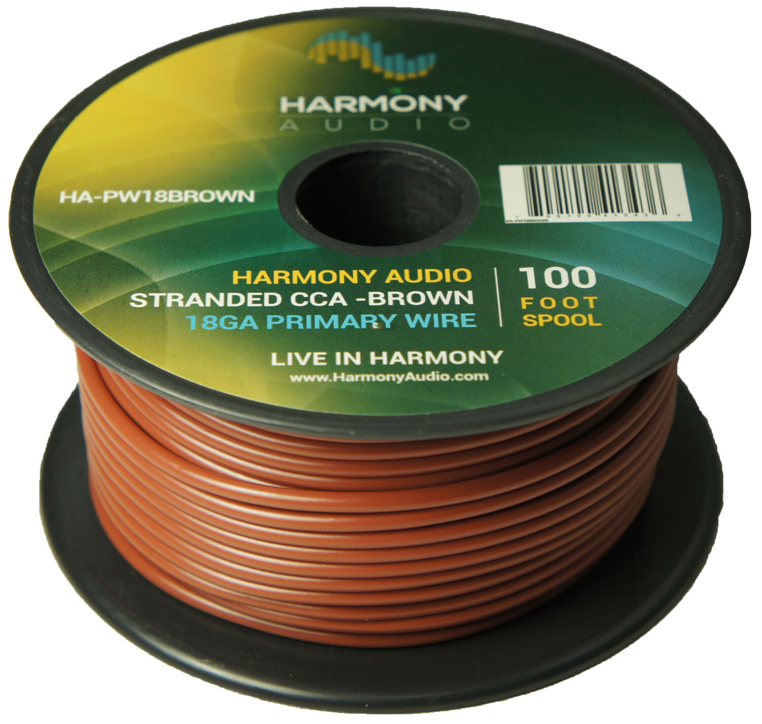 Harmony Car Primary 18 Gauge Power or Ground Wire 100 Feet Spool Brown Cable New