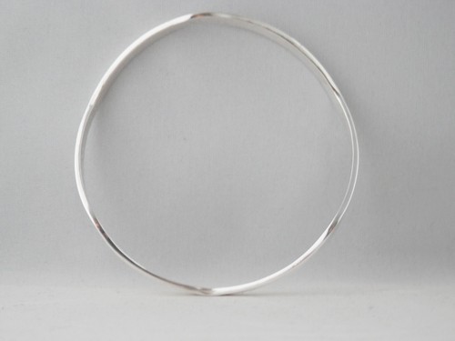 Silver Curved Bangle Handmade Wavy Solid Sterling 925 Personalised Bracelet - Picture 7 of 12
