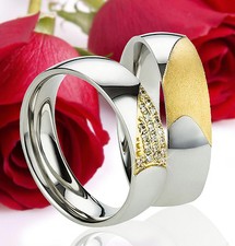 2 Ringe Eheringe Trauringe Verlobungsringe Gold Plattiert Gravur GRATIS TE2460