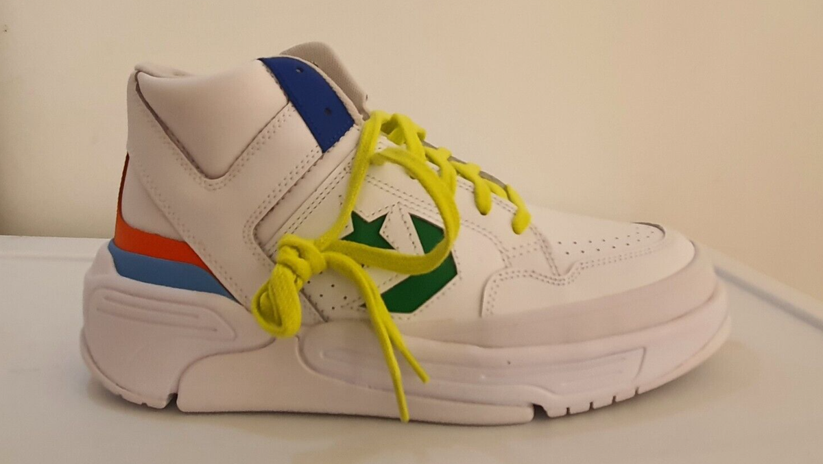 SIZE-9 CONVERSE WEAPON CX MID WHITE / GREEN / ORANGE A02523C SHOES