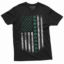 St. Patrick's Day American Irish Flag Clover Shamrock Mens T-shirt Party Pub Tee