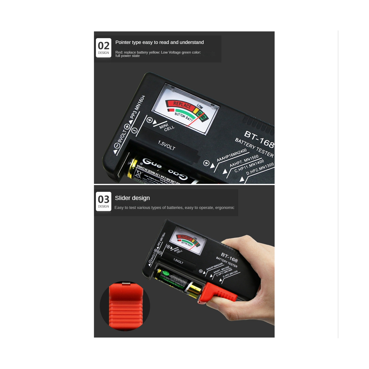 BT-168 BT-168D Tester di capacà della batteria digale 1.5V 9V