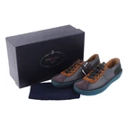 Prada 2eg226 Nevada Anthracite Tabac luxury designer men's sneakers size 8 OP: €470