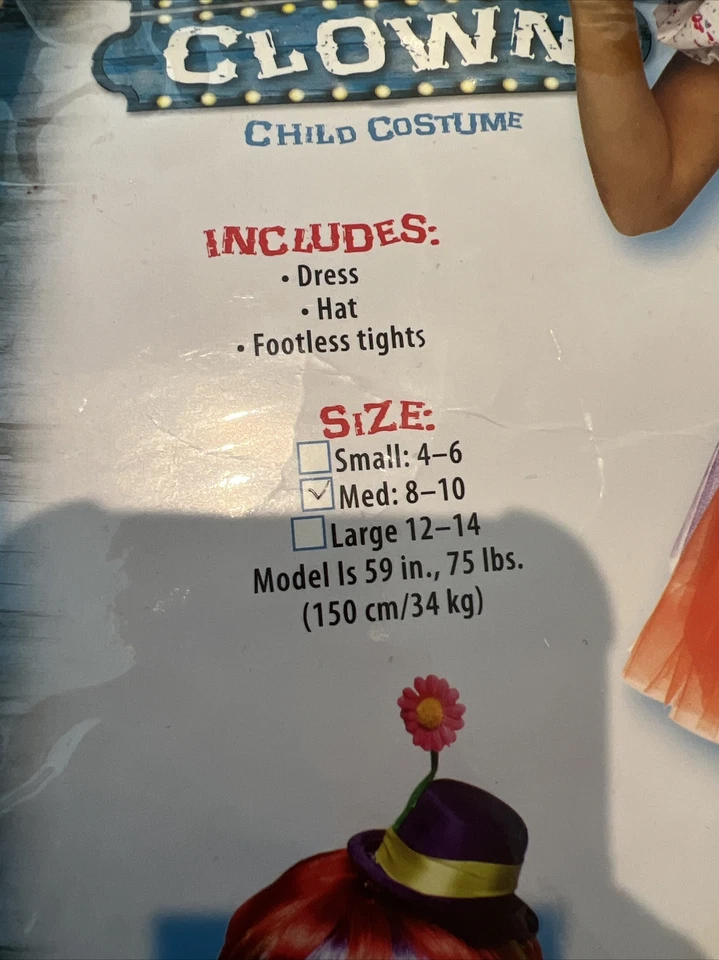 Disfraz de Payaso Color Loco Halloween Vestido Elegante M8-10 Foto 4 de 4