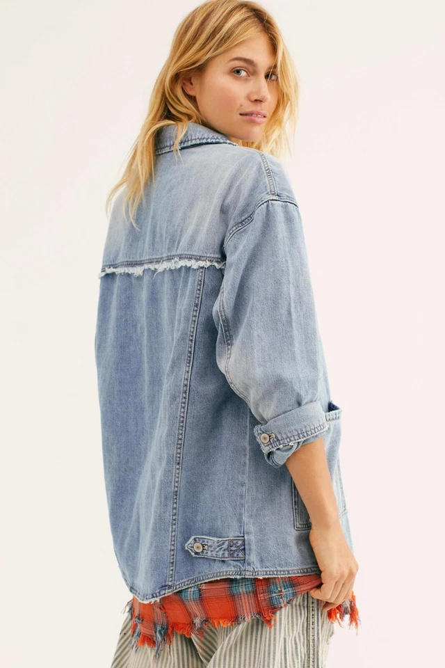 New Free People Field Day Denim Jacket size Extra Small MSRP: $198 - Image 3 of 3