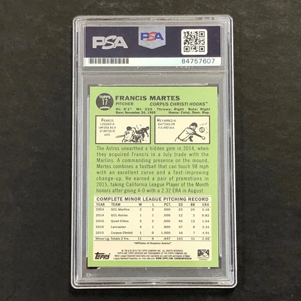 2016 Topps Heritage #17 Francis Martes Signed Card AUTO PSA Slabbed - Image 2 of 2