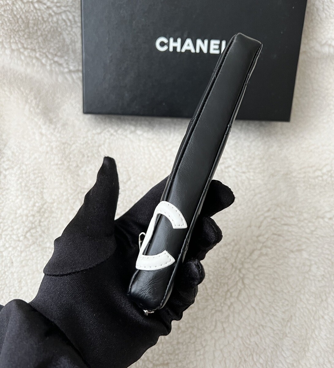 Auth Chanel Cambon CC Logo Black Pencil Case | eBay